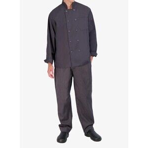 New Sealed HAPPY CHEF Coat Style # 403 Men's Large Legacy Long Sleeve Coat Gray